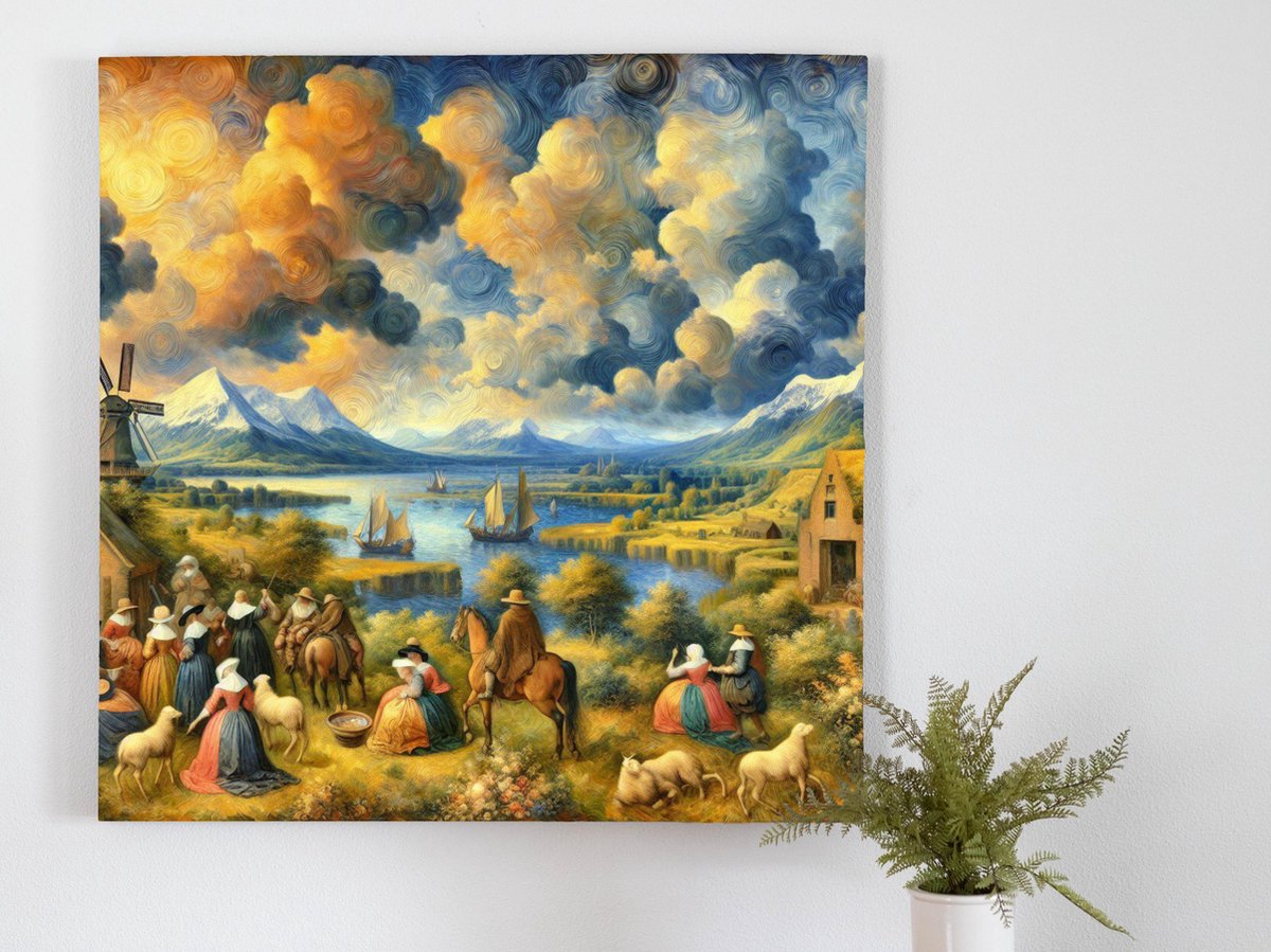 Olieverf vermeer schilderij | Meesterlijk spel van licht en verf op Vermeer's doek | Kunst