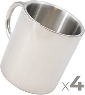Mugs en inox à double paroi avec anse (2 pièces !) - Mug en acier inoxydable - Mugs en acier inoxydable - Conception robuste - Style industriel