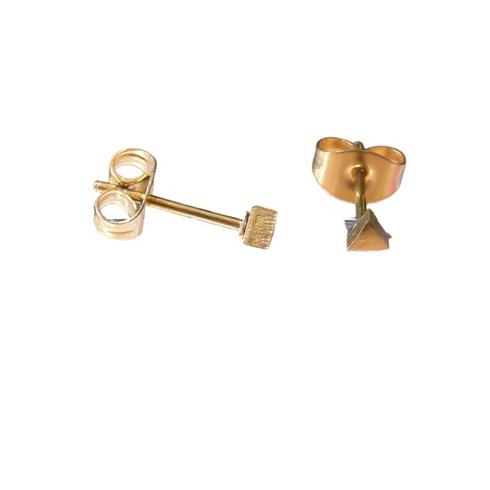Aramat jewels ® - Zweerknopjes oorbellen driehoek goudkleurig chirurgisch staal 3mm