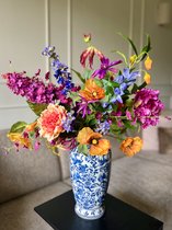 Zijden Boeket - Zijdebloemen - kunstbloemen -bont - gekleurd - paars - 65-85 cm