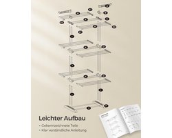 FurnStar - Drying Rack - Standing Drying Rack - 4 levels - Wing Washing Rack - Folding Wings - With Wheels - 64 x 126 x 172 CM