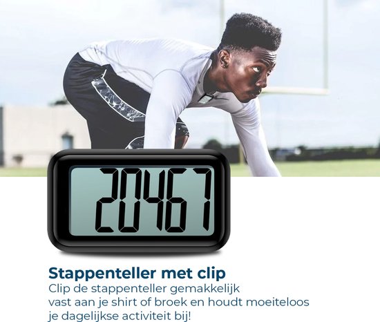 3DActive stappenteller voor wandelen, stappenteller met clip draagkoord, groot display, gebruiksvriendelijk voor kinderen, volwassenen en senioren, dagelijkse stappentelling A420S - Blauw