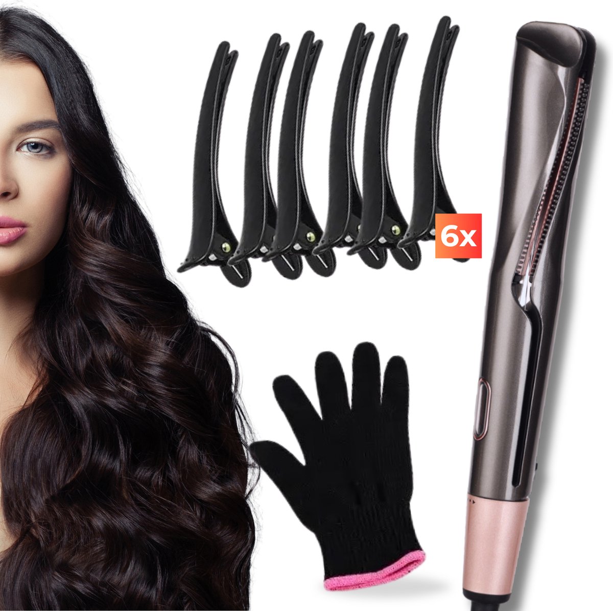 High aspect Luxe 2in1 Krul & Stijltang krultang stijltang stijltangen krultangen Met Gratis accessoires Haar styling Inclusief 6 Haarclipjes en Handschoen krultang 5 in 1
