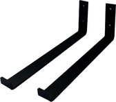 GoudmetHout Industriële Plankdragers L-vorm UP 40 cm - Staal - Mat Zwart - 4 cm x 40 cm x 15 cm - Plankendrager