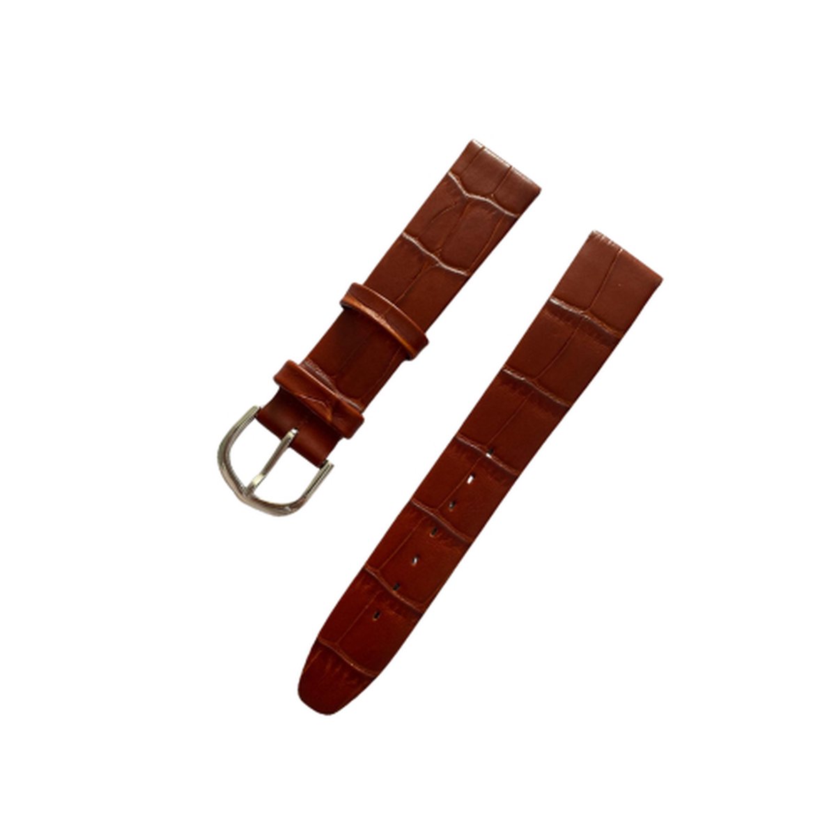 Leren horlogebandje - zilveren buckle - echt leer - Orange crocodile wood