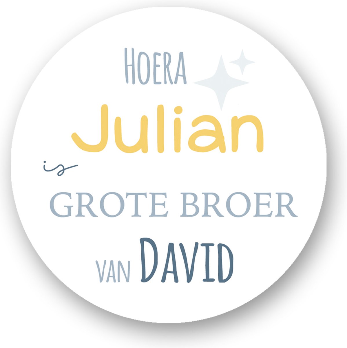 25x Sluitsticker Hoera naam is grote broer van ( naam broertje ) - 40 mm - Geboorte Sticker - Sluitzegel - Sticker Geboortekaart - Baby nieuws - Trakteren Broer Zus Basisschool Kinderdagverblijf - Glossy - Sluitstickers Pimp Studio