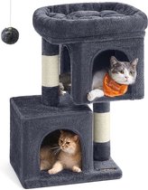 Rootz Cat Scratching Post - Cat Tree - Cat Furniture - Chipboard Construction - Plush Covering - Sisal Rope - 40cm x 30cm x 67cm - Smoke Gray - 6kg