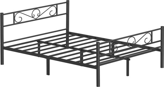 Rootz Zwart metalen bedframe - Ledikant met poedercoating - Stevig frame - Eenvoudige montage - 207,6 cm x 161,8 cm x 86 cm - 23,5 kg - 400 kg capaciteit