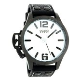 OOZOO Timepieces - Zwarte horloge met zwarte leren band - OS060