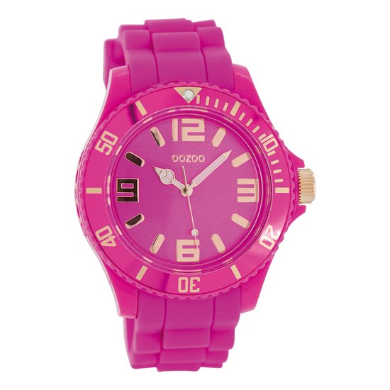 OOZOO Timepieces - Roze horloge met roze rubber band - C5047