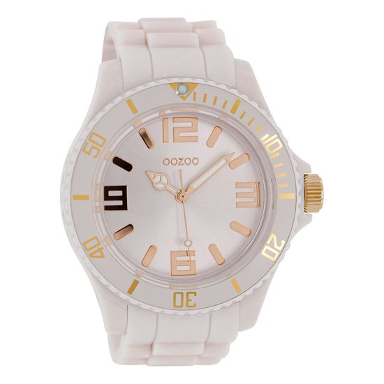 OOZOO Timepieces - Oud roze horloge met oud roze rubber band - C4344