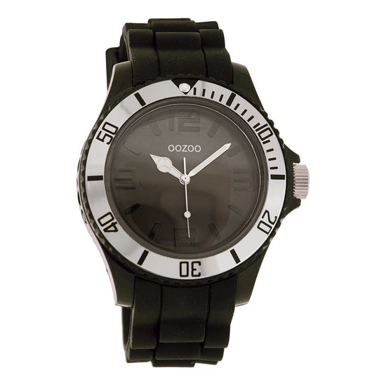 OOZOO Timepieces - Zwarte horloge met zwarte rubber band - C4353