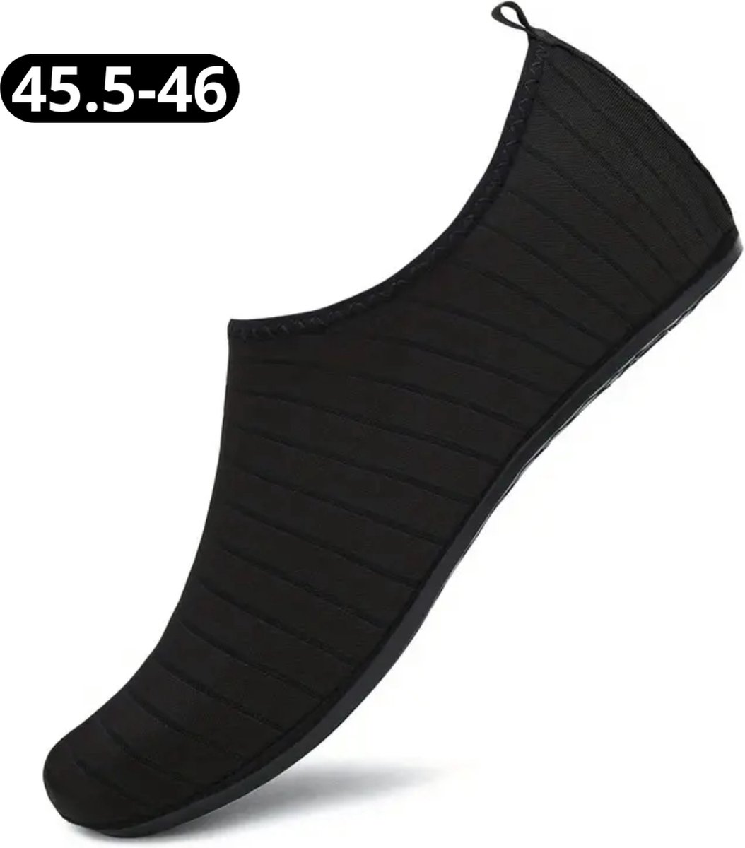 Livano Waterschoenen Voor Kinderen & Volwassenen - Aqua Shoes - Aquaschoenen - Afzwemschoenen - Zwemles Schoenen - Zwart Gestreept - Maat 45.5-46