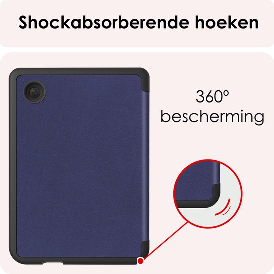 Hoes Geschikt voor Kobo Clara Colour Hoesje Bookcase Cover Book Case Hoes Sleepcover Met Screenprotector - Donkerblauw van i12Cover — afbeelding 5
