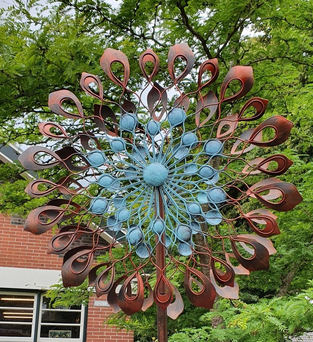 WINDMOLEN DAHLIA TUINSTEKER TUINBEELD METAAL WINDSPINNER