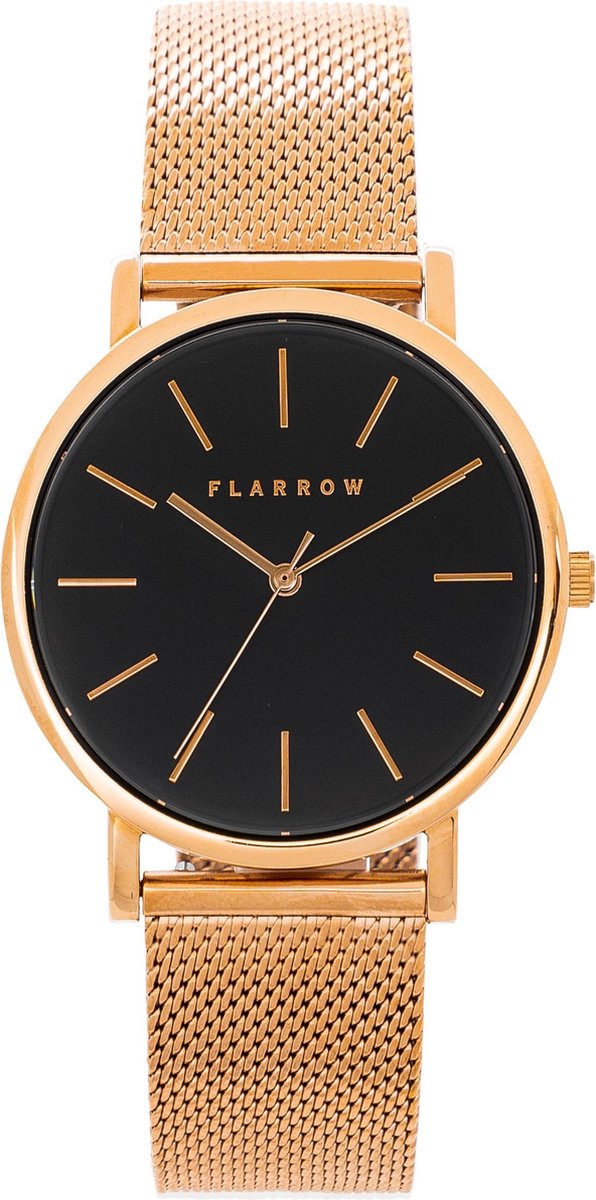 FLARROW Rose Gold Edition Ø40MM - Mesh - Rosé Goud - Zwart Horloge