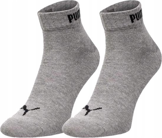 PUMA - Unisex - Maat 43 - 46 cm - Grijs - Sokken voor Heren/Dames - Sport - QUARTER - Korte sokken - ( 3 - pack )