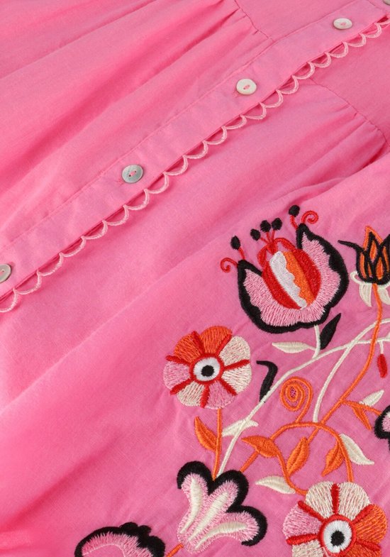 NUKUS Ame Dress Embroidery Jurken Dames - Kleedje - Rok - Jurk - Roze - Maat XL