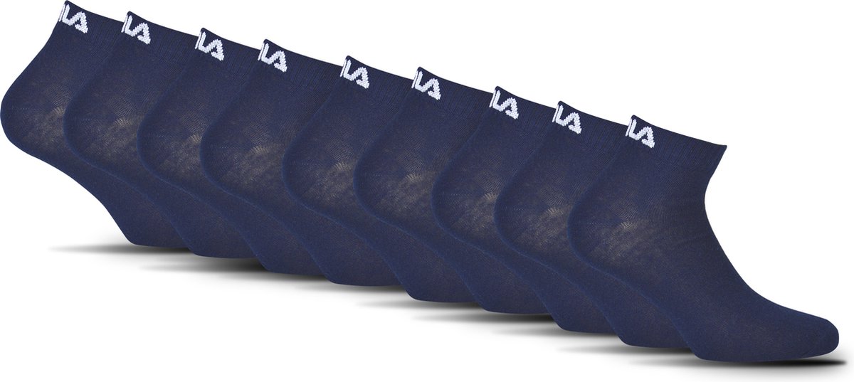 FILA Quartersokken Enkelsokken 9 Pack – Logo op de hiel Blauw