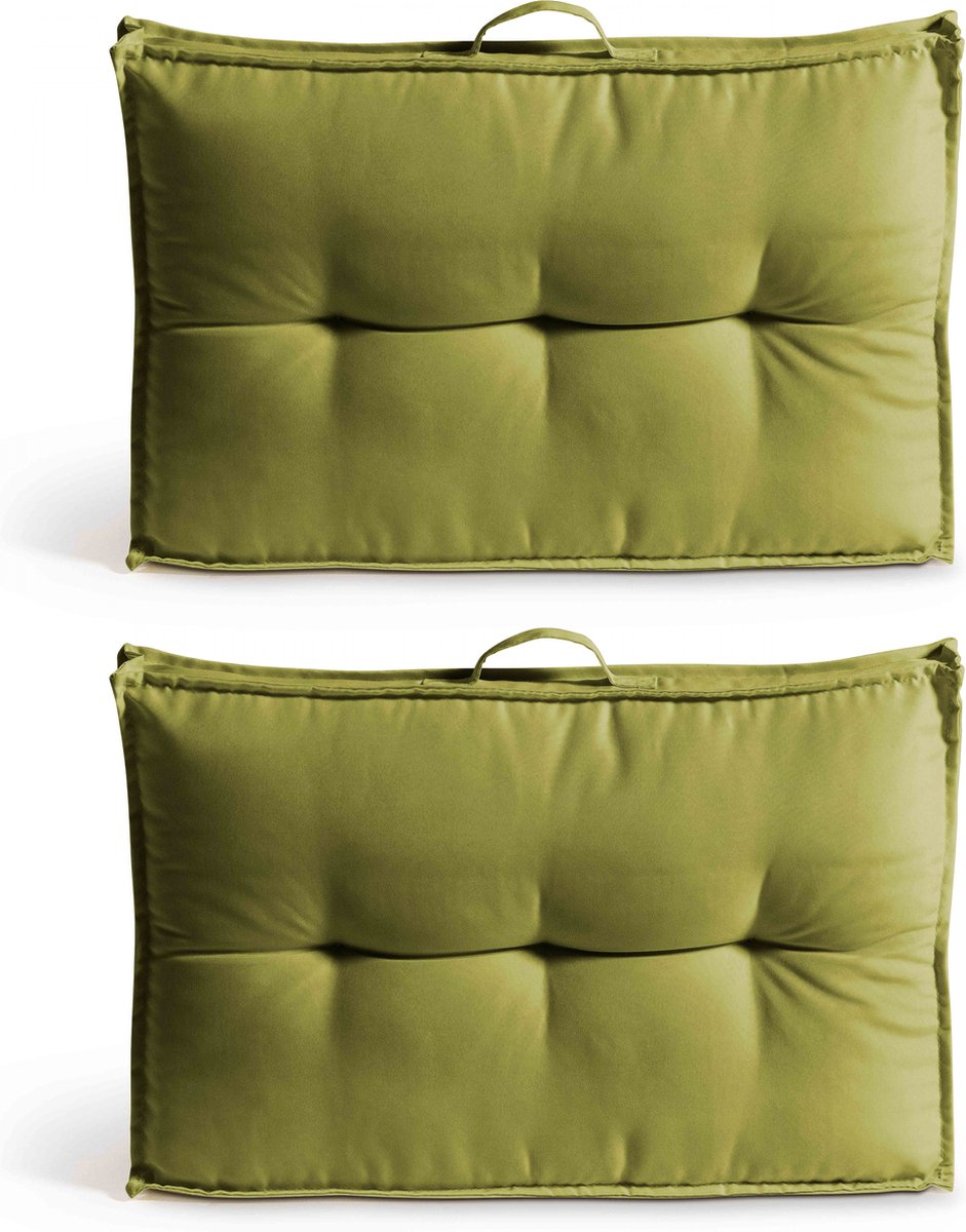 Oviala - 2 groene polyester kussens voor pallets met rugleuning 60x40x12 cm - Cuzco