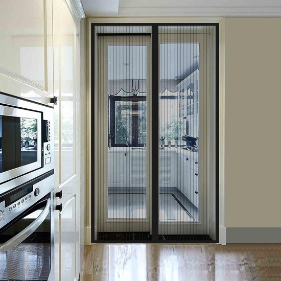 Magnetische hordeur 275 x 300 cm Laat frisse lucht binnenkomen Handenvrij automatisch sluiten voor balkondeur, woonkamer, kelderdeur, terrasdeur - Wit