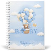 Babyshower Invulboek Blauw - Baby Invulboek met Ruimte voor 30 Vrienden - Invulboek Baby - Babyshower Gastenboek