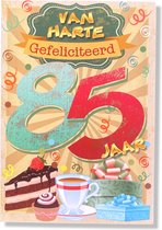 Hoera 85 Jaar! Luxe verjaardagskaart - 12x17cm - Gevouwen Wenskaart inclusief envelop - Leeftijdkaart