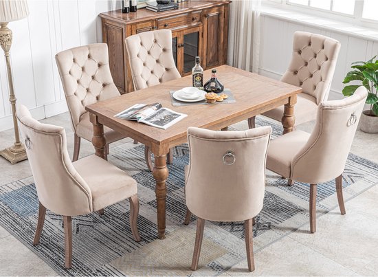 Colenis Beverly Eetkamerstoel - Beige bouclé met armleuning - Set van 4