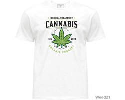 Weed Marijuana T-shirt Cotton Cannabis Medical treatment funny logo design t-shirt High Quality White t-shirt