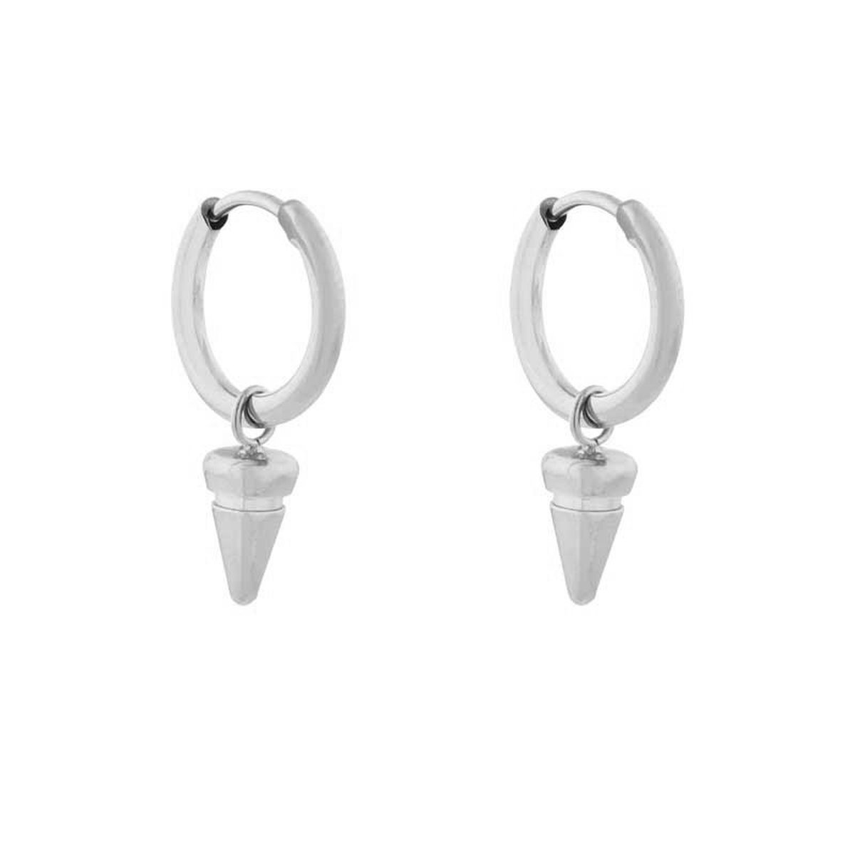 Essentialistics - Oorbellen minimalistisch hoorn staafje - Zilver - Stainless steel (verkleurt niet) - Kliksluiting
