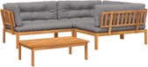 vidaXL - 4-delige - Loungeset - pallet - met - kussens - massief - acaciahout