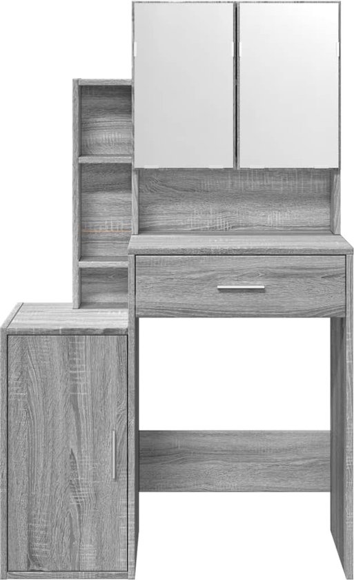 Rangement bureau - Coiffeuse avec miroir sonoma gris 130x50x132,5 cm