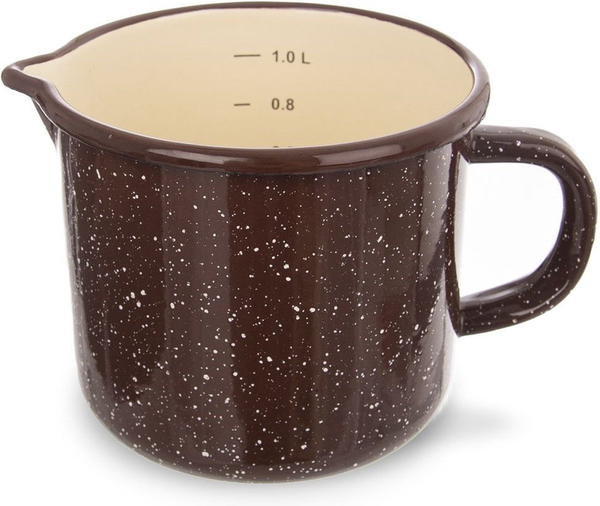 Mok Geëmailleerde met Maatstaf Bruin BROWN 1,2 l - Koffiemok - Theebeker - Koffie - Beker