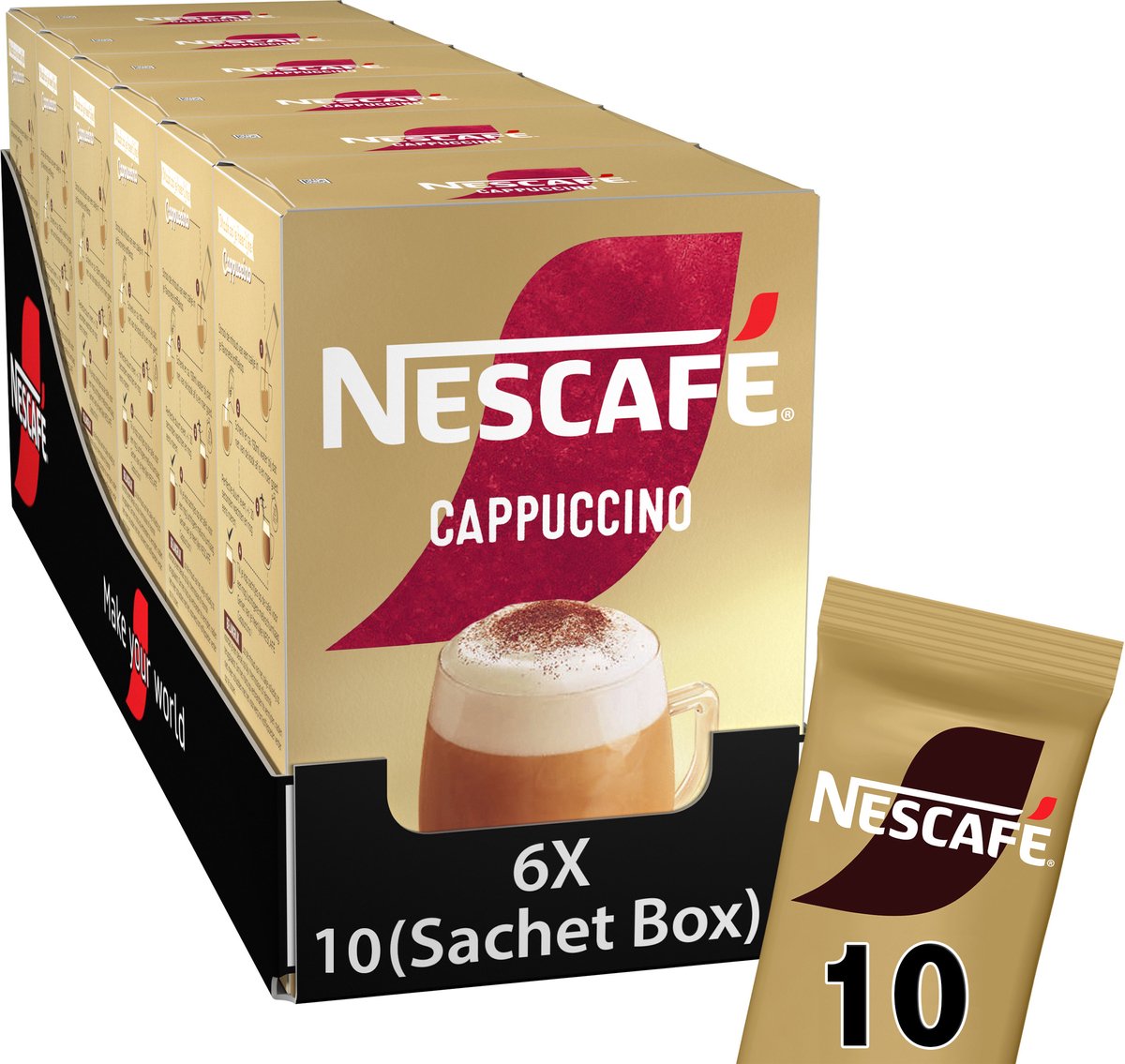 Goedkoopste Nescafé Cappuccino oploskoffie - 6 doosjes x 10 zakjes