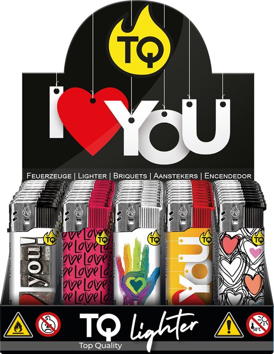 Briquet électronique rechargeable - Design I Love - Présentoir 50 pièces - briquet jetable - briquet électronique - briquets clic