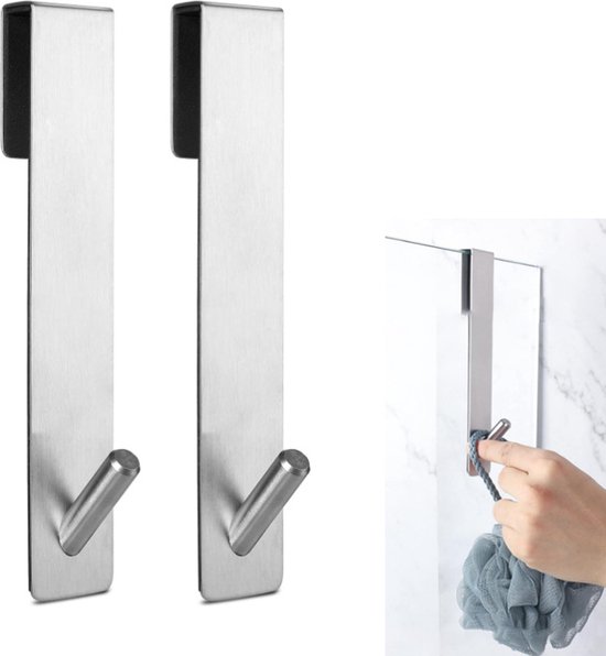 2 Stuks zilver - RVS verlengde douchedeurhaken (7 inch), bovendeurhaken