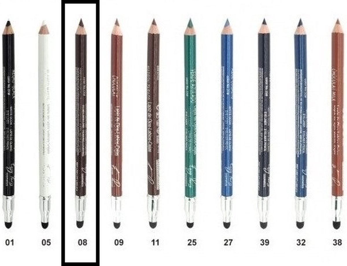 Easy Paris - Oogpotlood en Lippotlood - Extra Waterproof - Donker Bruin - Marron Oscuro - Met puntenslijper en smudger/vervager - Nummer 08 - 1 Stuks