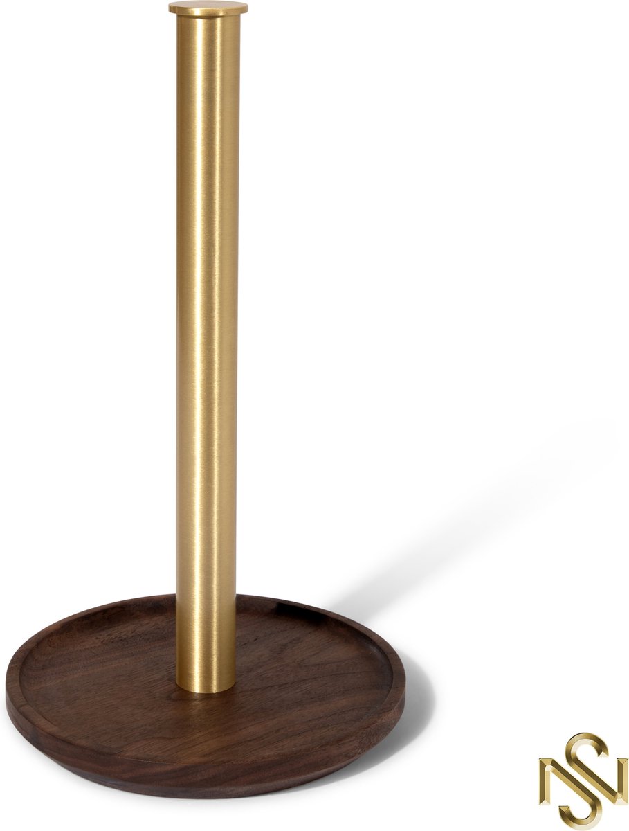 San Naila- Keukenrolhouder- Goud- Acaciahout- Keuken