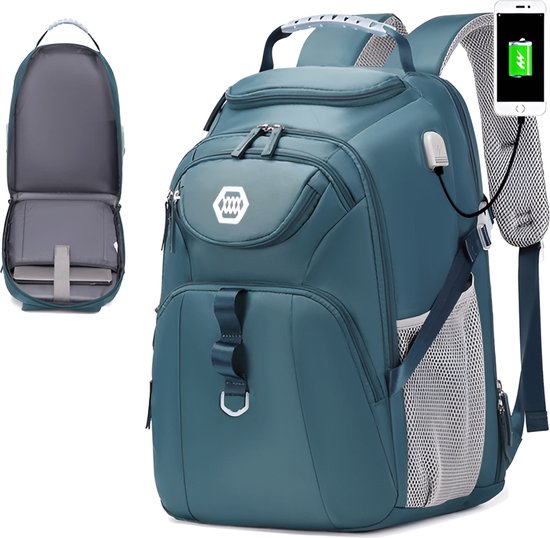 Foto: Avoir avoir dames heren reisrugzak waterdicht polyester 45 5 x 31 x 23 cm schooltas school rugzak school rugtas laptoptas vrouwen 36 55l capaciteit schoenenvak comfortabel draagsysteem groen blauw