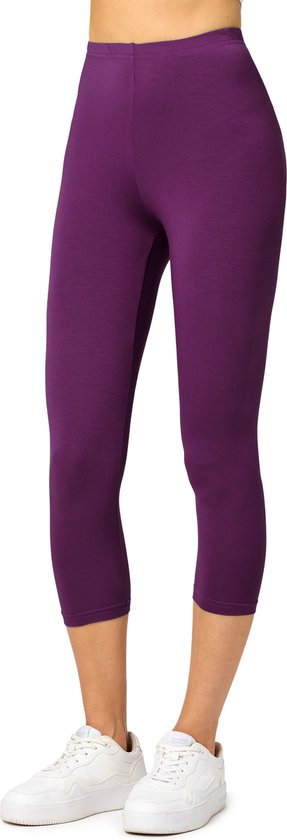 Merry Style MS-MS10-144-LE Dames Capri Leggings - Sport - Vrijetijdsbroek - 3/4 Lengte - Viscose - Sporbroek - Yogabroek - Pruim - S