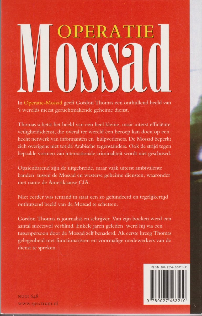 Operatie Mossad - G. Thomas - back cover