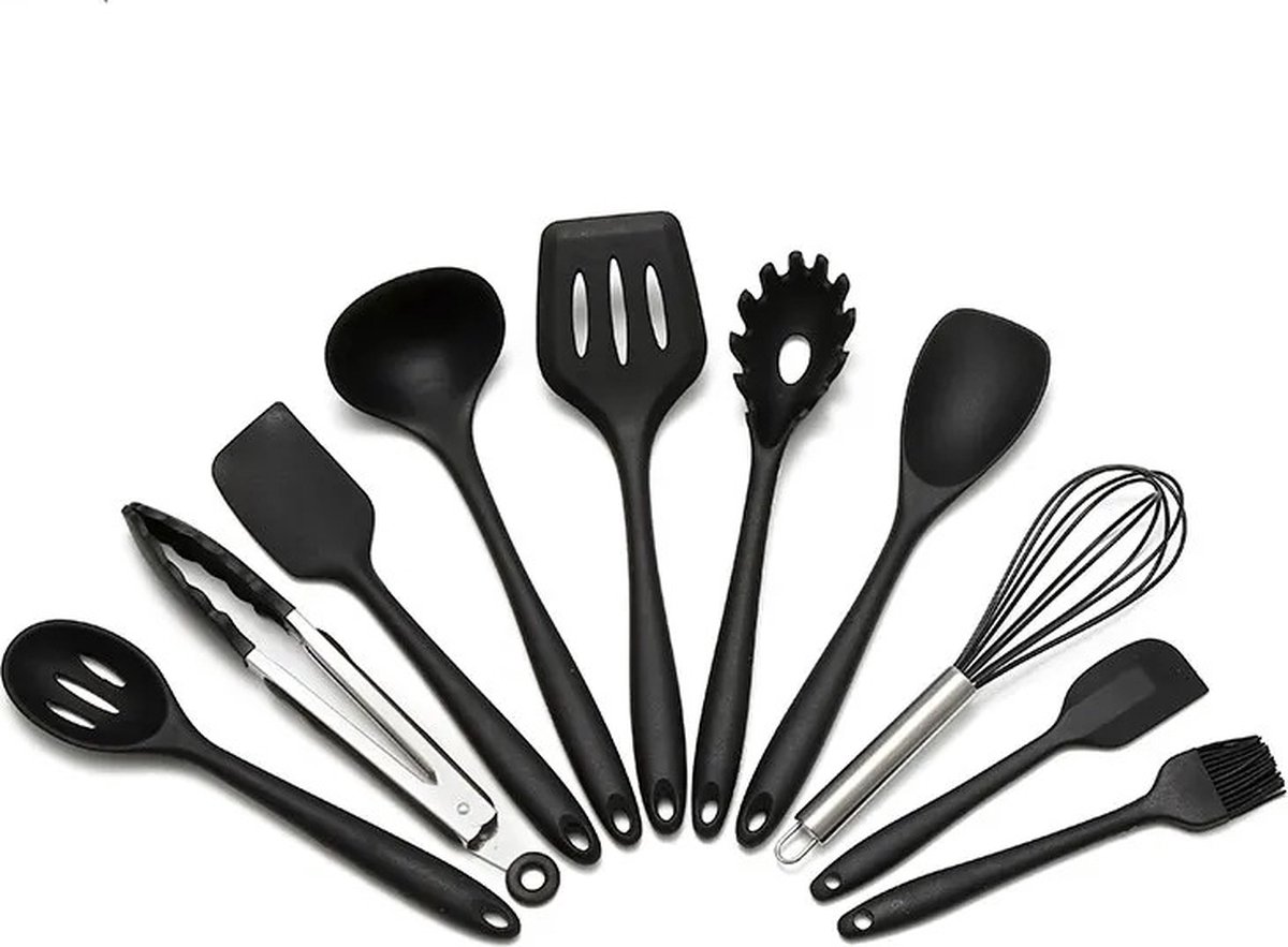 Bolmans Kookgerei Set 10 Stuks Kook Gerei Kookgerei siliconen Zwart Spatel Silicone Spatel Set Kook Set