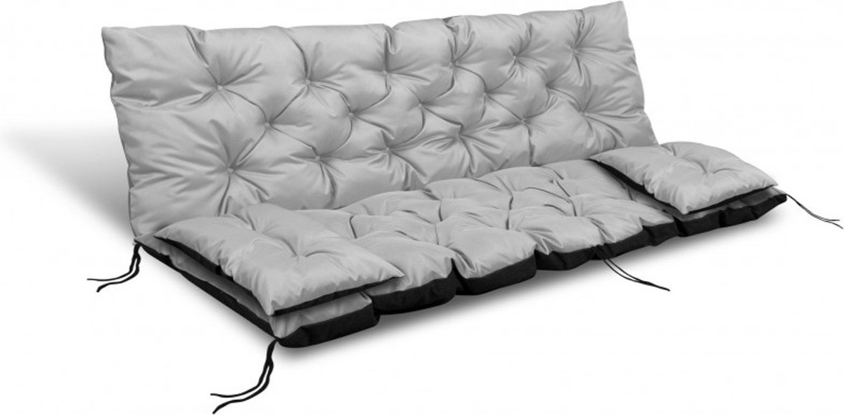 Aio Tuinkussens set - bankkussen 100x60x50cm en 2 klein kussen 42 x 42 cm - schommelbank kussen - grijs