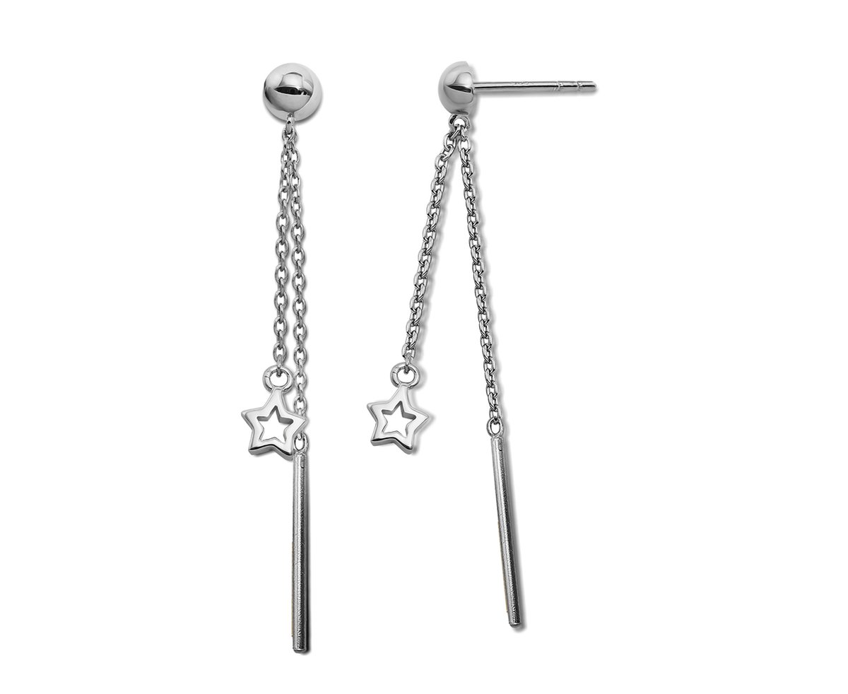 Jwls4u Earparty Oorhangers Open Star Line S JE039S