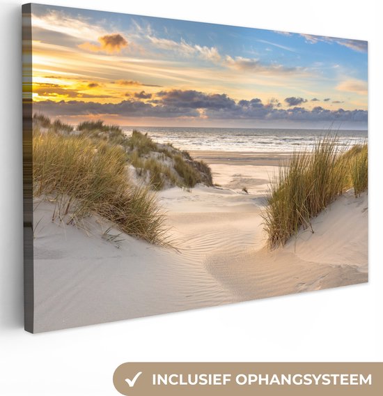Toile - Plage - Mer - Soleil - Dune - Peintures salon - Chambre - Photo sur toile - Tableaux sur toile naturel120x80 cm