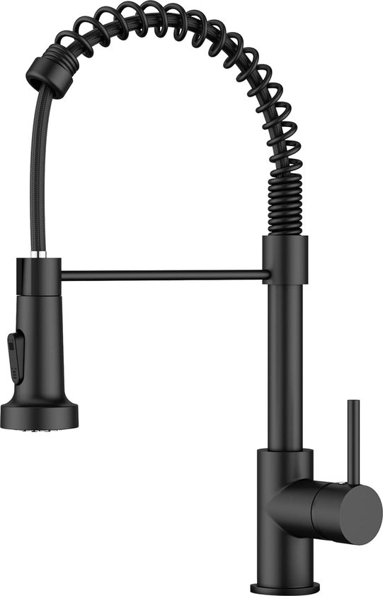 Design Sanitair Winkel | Keukenkraan met uit uittrekbare spoelkop met twee standen zwart - - Design Sanitair Winkel