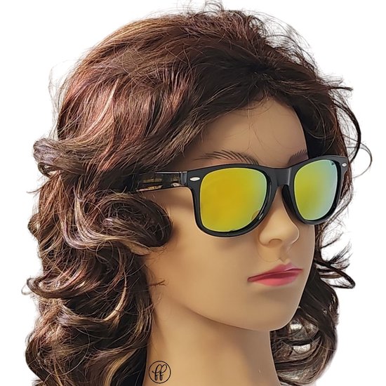 Fako Fashion® - Heren Zonnebril - Dames Zonnebril - UV400 - Zwart - Spiegel Goud van Fako Fashion® — afbeelding 4
