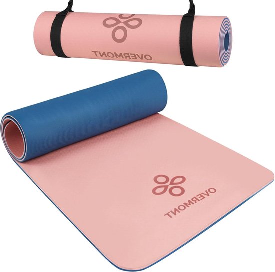 Fitvids Multifunctionele 1/2-inch extra dikke hoge dichtheid anti-scheur oefening yogamat met draagriem en yogablokken, blauw