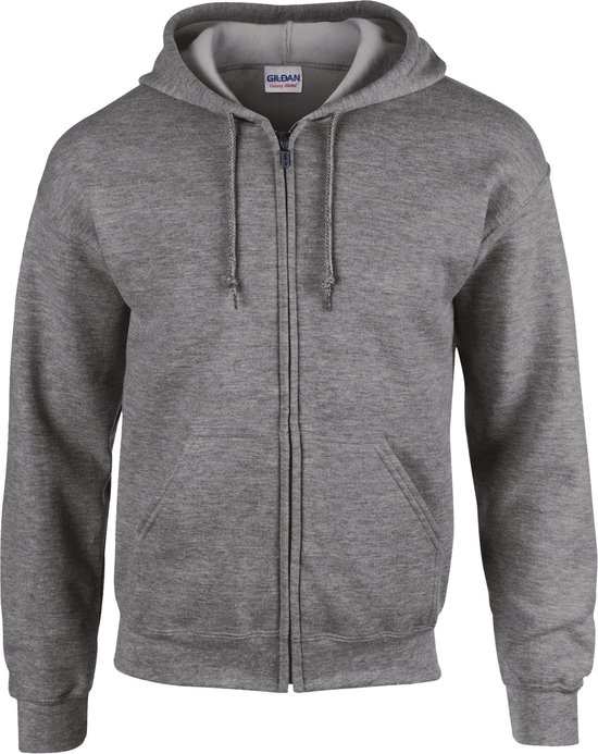 Gris Gildan sweat à capuche zippé avec cordon et poche kangourou.
