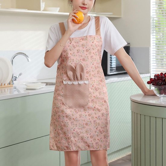 COLOFALLA Tablier De Cuisine Fleuri En Lin Pour Femme - 80x70cm Cadeau Idéal Mères Et Grands-Mères